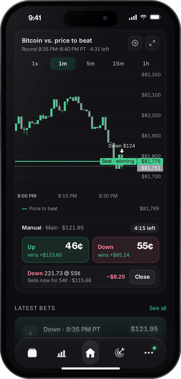 Aultramind app on iPhone with one-tap Up and Down buttons